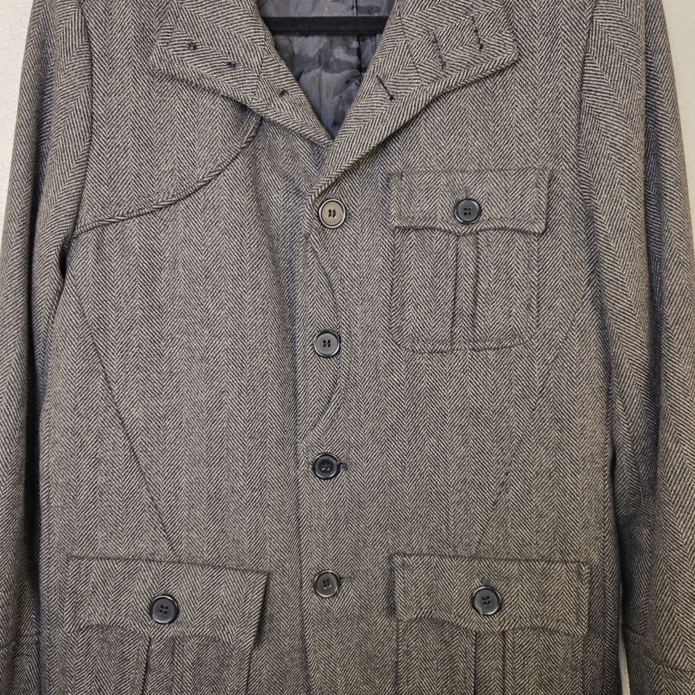 H&M Gray Wool Button Jacket - Military Preppy Peacoat - Men's 40R - Picture 6 of 17